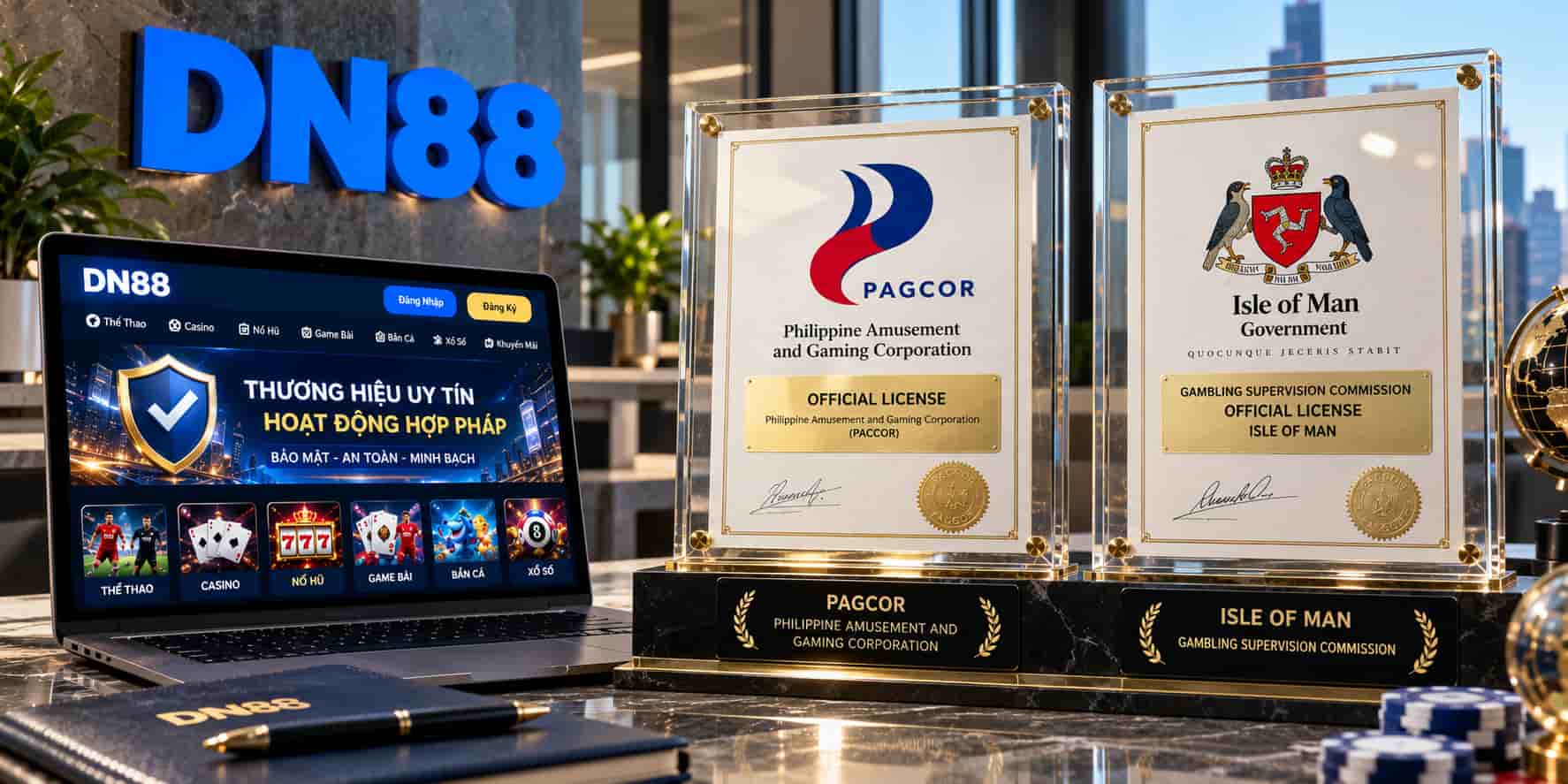 DN88 8 Giấy phép hoạt động pháp lý (PAGCOR, Isle of Man)
